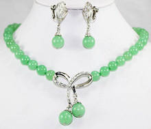 fine Lovely Wonderful word green gem Necklace Set Crystal Pendant Earrings gem women's jewelry lady's Jewelry American style 2024 - buy cheap