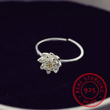 2019 New Arrivals Lotus Flower Open Rings For Women Nation Style Lady 925 Sterling Silver Fine Jewelry 2024 - buy cheap