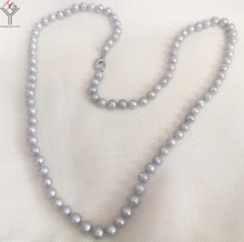 Women Jewelry natural pearl necklace 6x7mm gray pearl beads necklace real freshwater cultured pearl 2024 - buy cheap