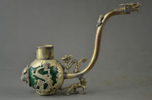 Colecionáveis antigos decoração artesanal verde jade braços dragão leão ferramentas para fumantes 2024 - compre barato