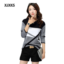 XJXKS Free shipping women's casual long-sleeved O-neck cashmere pullover spring /autumn /winter women sweater bottoming shirt 2024 - buy cheap