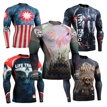2016 брендовая мужская одежда для бокса, компрессионная футболка для мужчин, рубашка для бодибилдинга и фитнеса, футболка с сублимационной печатью, топы для спортзала 2024 - купить недорого