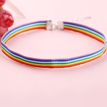 Rainbow Colorful Choker Necklace For Women LGBT Ribbon Chain Around The Neck Lesbian Pride Collar Punk Female Jewelry Party Gift 2024 - buy cheap