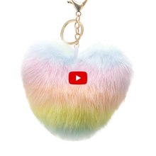 Fluffy Fur pompom Keychain Soft Lovely Heart Shape Pompon Faux Rabbit Fur Pom Poms Ball Car Handbag Key Ring Gift EH899 2024 - buy cheap
