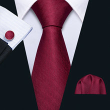 Corbata de boda para hombre, corbata de seda de color vino tinto liso, conjunto de pañuelo de lazo, de tela Jacquard para fiesta, corbata de diseñador de moda para hombre, FA-5136, 2019 2024 - compra barato