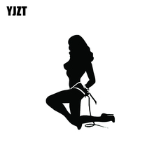 YJZT 8.9*12.2CM Binding Sexy Kneel Girl Car Sticker Advanced Design Black/Silver Vinyl Decals Covering The Body C20-0289 2024 - buy cheap