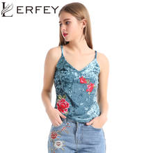 LERFEY Tank Top Women Velvet Embroidery Camisole Vest V Neck Bustier Loose Backless Summer Sleeveless Sexy Strappy Camis Tops 2024 - buy cheap