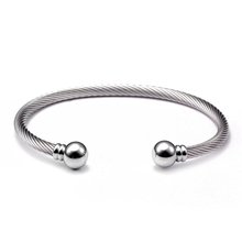 Aço inoxidável saudável aberto homens mulheres manguito moda bangles malha superfície masculino desportivo charme pulseiras prata jóias presente 2024 - compre barato