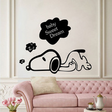 Винил, искусство, дизайн, наклейка на стену, милая спальная собака, детская комната, украшение, питомник, щенок, милая собака, наклейки для спальни W132 2024 - купить недорого