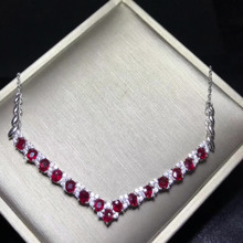 Natural red ruby gem Necklace natural gemstone Pendant Necklace S925 silver trendy water drop chain women Girl wedding Jewelry 2024 - buy cheap