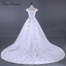 Arabic Luxury Train Wedding Dress Crystal Beading Appliques Vestidos De Novia Ivory Bridal Gown wedding dresses WX0085 2024 - buy cheap