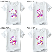 Boys/Girls Cartoon Unicorn Number 1-9 Print T shirt Children Happy Birthday Gift Clothes Kids Summer Funny Baby T shirt,ooo5238 2024 - buy cheap