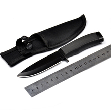 Охотничий нож с фиксированным лезвием, карманный резец из нержавеющей стали 400C, 58HRC с резиновой ручкой, серебристый/черный цвет, для кемпинга, выживания 2024 - купить недорого