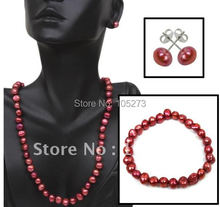 Nice Pearl Jewelry Set 8-9MM S925 Sterling Silvers Purple Genuine Freshwater Pearl Necklace Bracelet Earring New Free Shipping 2024 - buy cheap