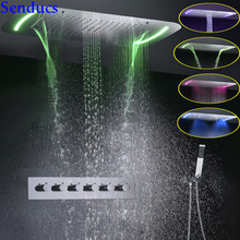Senducs Waterfall Rain Shower Set with Quality Brass Bathroom Concealed LED Shower Set Thermotatic Shower Set LED Shower Set 2024 - buy cheap