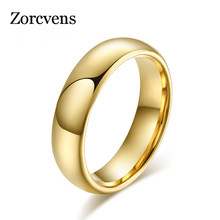 ZORCVENS-anillo clásico de carburo de tungsteno para hombre y mujer, sortija de boda, color dorado/plateado, alta calidad, 6MM 2024 - compra barato