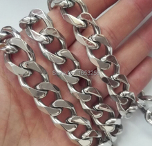 Collar de eslabones de cadena curva de 15mm y 24 pulgadas, joyas de alto pulido de acero inoxidable puro Los mejores regalos para hombres 2024 - compra barato
