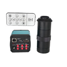 Conjunto de cámara de microscopio para inspección de vídeo, tarjeta TF con controlador IR y lente de C-MOUNT 8-130X, HD, HDMI, 720P, USB, industrial, Digital 2024 - compra barato