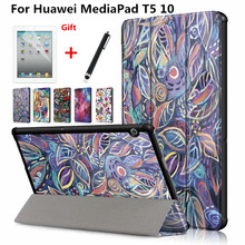 Caso Ultra Slim Para Huawei mediapad T5 10 AGS2-W09/L09/L03/W19 10.1 "Capa Tablet Inteligente para mediapad T5 10 Folding Fique Shell 2024 - compre barato