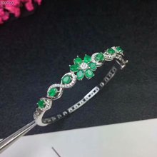natural green emerald gem bangles natural red gemstone Bracelet S925 silver Fashion Flower overlappin woman girl office jewelery 2024 - buy cheap