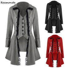 Disfraz victoriano para mujer adulta, traje de cola de esmoquin negro y rojo, Chaqueta larga Steampunk, abrigo irregular, traje para disfraz 2024 - compra barato