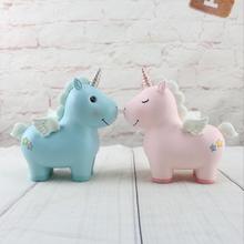 Pink Unicorn Resin Piggy Bank Cartoon Animal Coin Bank  Money Saving Box Gifts Room Decorative Figurines Toys For Girl Gift 2024 - buy cheap