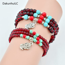 Fashion National Wind Bracelet Buddha Bead Three laps Tibetan Imitation Red Garnet Buddhist Bracelet Jewelry lucky Beads 2024 - buy cheap