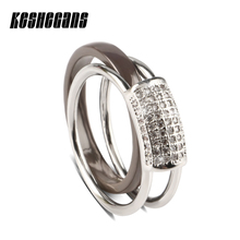 New Design 2pcs/Set 3mm Ceramic Ring And Women Stainless Steel Crystal Ring Can Be Apart Fashion Wedding Engagement Ring Sets 2024 - buy cheap