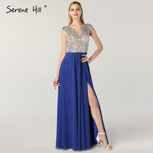 Blue Diamonds Beach Sexy 2020 Prom Dresses Real Photo Dubai O-Neck Sleeveless Prom Gowns Serene Hill BLA60833 2024 - buy cheap