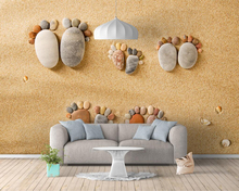 Custom wallpaper 3D creative footprint beach background wall 2024 - buy cheap