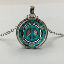 1Pcs Hippie Peace Sign Glass Dome Pendant Necklace DIY Handmade Fashion Jewelry Vintage Charm Trendy Gift for Men Women gift 2024 - buy cheap