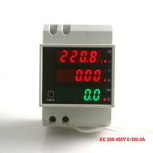 Din Rail LED Voltage Ampere Active Power Factor Time Energy Voltage Current Meter AC 200-450V 0-100.0A Ammeter Voltmeter 2024 - buy cheap
