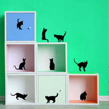 Adesivo de parede de vinil para gatos, arte removível com citação diy, decalque mural de decoração de quarto de casa, 9 peças de gato 2024 - compre barato