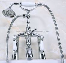 Polished Chrome Deck mounted Bathroom Clawfoot bathroom tub shower faucets with hand shower faucets Nna104 2024 - buy cheap