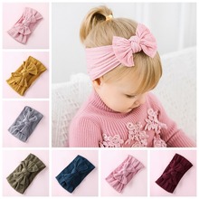 Cable Knit Nylon Bow Headwrap, One size fits most Knot Bow Nylon Turban Headbands 27 Colors available 2024 - buy cheap