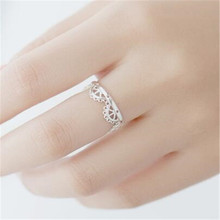 Korean Style Female New Fashion Silver Plated Jewelry Personality Simple Flower Hollow Sweet Opening Rings  SR222 2024 - buy cheap