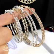 Rhinestone Hoop Earring For Women Brincos Geometric Round Circle Earrings Steampunk Statement Party Jewelry 2024 - buy cheap