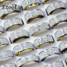 Anéis de aço inoxidável com zircônia, 50 peças cor dourada e prateada céu estrelas todo zircônio para mulheres joias fashion lotes em massa lr4034 2024 - compre barato