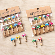 10pcs 35x7mm DIY Cartoon car Wood Clothes Pegs Clothespin Clips Office Party Decoration Accessories Photo Hanging Pegs 2024 - buy cheap