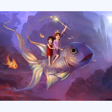 Diy diamond painting Funny fish rider 5d square/round drill rhinestone Diamond embroidery mosaic full crafts Needlework AS730 2024 - buy cheap