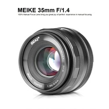 Meike 35mm f1.4 lente de foco manual flash para fuji x-mount/sony e mount/olympus m4/3 câmera a7 a6300 a6000 2024 - compre barato