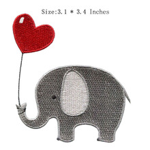 Parche bordado de corazón con lephant, 3,1 "de ancho, corte en caliente, lindo, pasión 2024 - compra barato