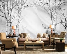 Beibehang Modern home background wall 3d wallpaper hand-painted European retro birch 3d wallpaper papier peint mural 3d 2024 - buy cheap