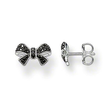 925 Sterling Silver Black CZ Paved Bowknot Ear Studs Earrings, Fashion Thomas Style Glam Earring Jewelry Ts Soul Gift for Women 2024 - buy cheap