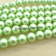 Venta al por mayor 5 hebras 12mm perla de cristal de imitación verde perlas sueltas envío gratis (85 cm/Strand) 2024 - compra barato