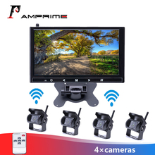 AMPrime 9 Inch Car Parking Monitor with 18 IR Rear View Camera 2.4 GHz wireless Transmitter Receiver Kit for Truck Trailer Bus 2024 - buy cheap