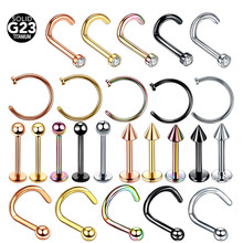 5Pcs/Lot G23 Titanium Mixed Nose Ring Piercings Ear Cartilage Septum Helix Tragus Labret Stud Lip Body Jewelry Piercing Ring 2024 - buy cheap