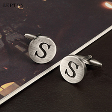 Hot Sale Letters S of an alphabet Cufflinks For Mens Antique Silver plated Round Letters S cuff links Men shirt cuffs Cufflinks 2024 - buy cheap