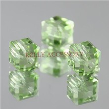 Free Shipping 100pcs/lot 10mm Spring Green Crystal Glass Beads Faceted Square Curtains Craft DIY Beads For Jewelry Making 2023 - buy cheap
