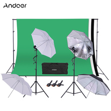 Набор для студийного освещения Andoer w/45W 230V лампа + поворотный разъем + светильник m/6.6ft осветительная стойка + Зонт + 2*3m/6,6 * 9.8ft подставка + зажим 2024 - купить недорого